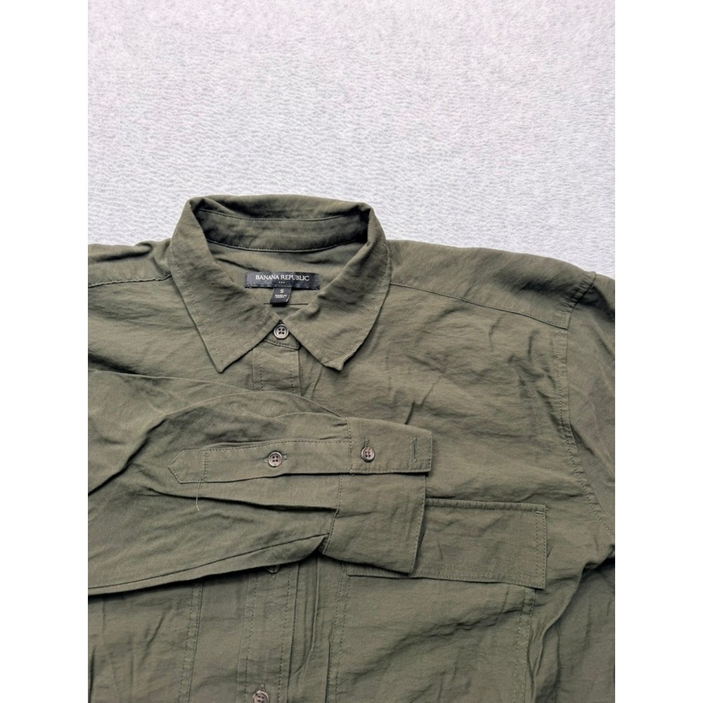 Banana Republic Womens Olive Green Utility Button Down Shirt Long Sleeve Small